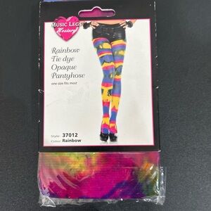 Music Legs Multicolor Rainbow Tie-Dye Thigh-High Pantyhose